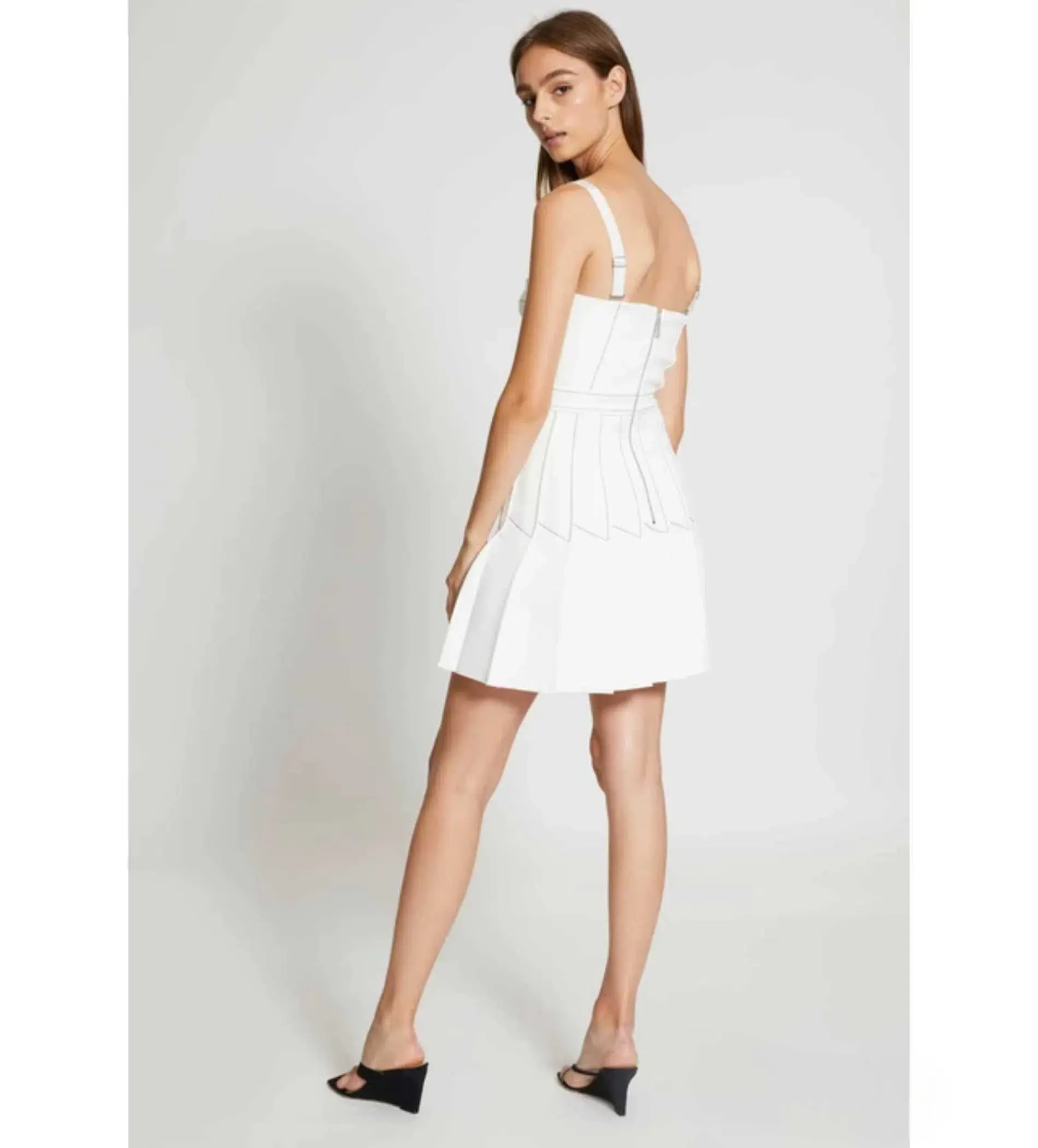 Dion Lee Column Pleated Mini Dress in White Size AU 8 - Image 2