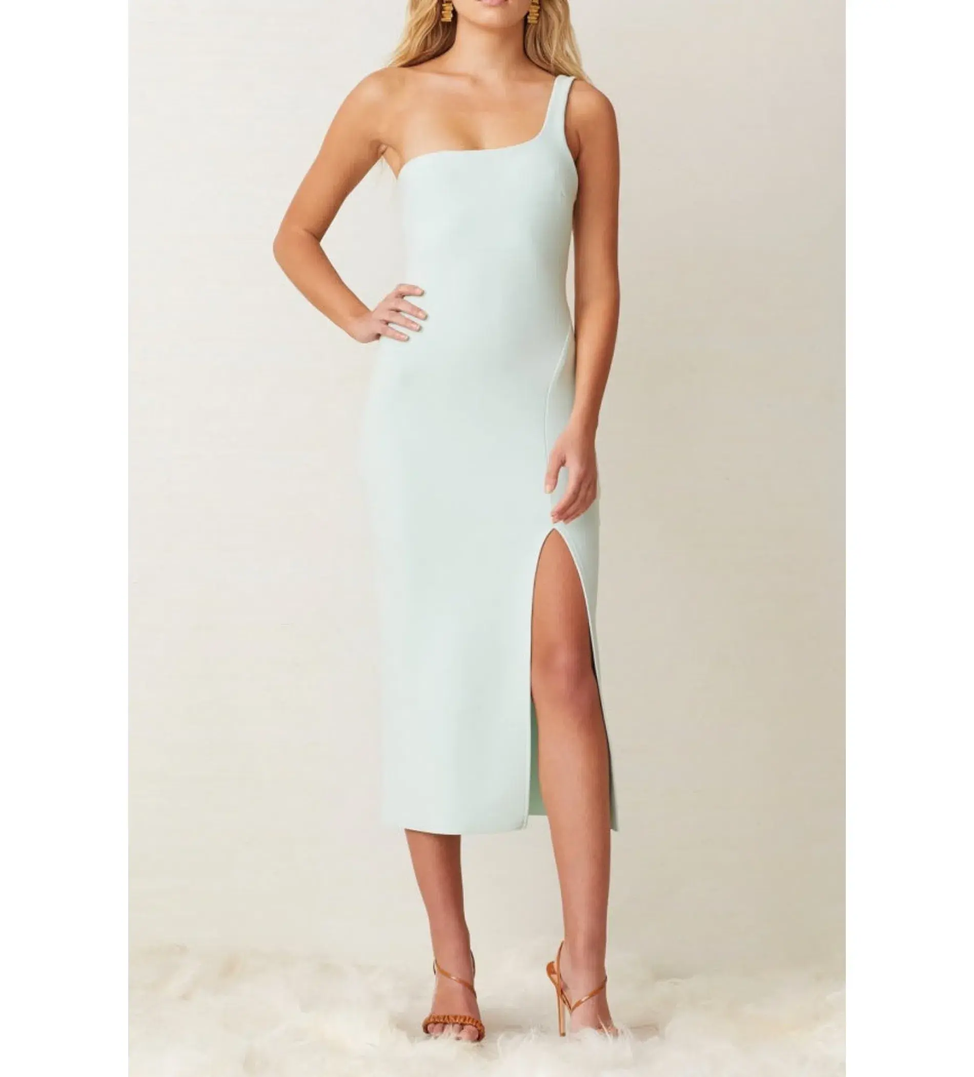Bec & Bridge Ariel One Shoulder Midi Dress in Mint Size 8 - Image 2