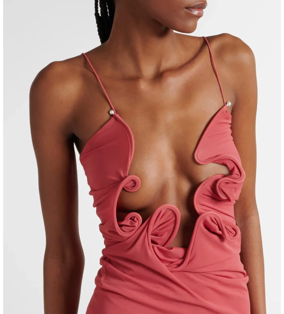 Christopher Esber Molded Venus Cutout Mesh Maxi Dress in Cayenne/Rose Size AU 6 - Image 3
