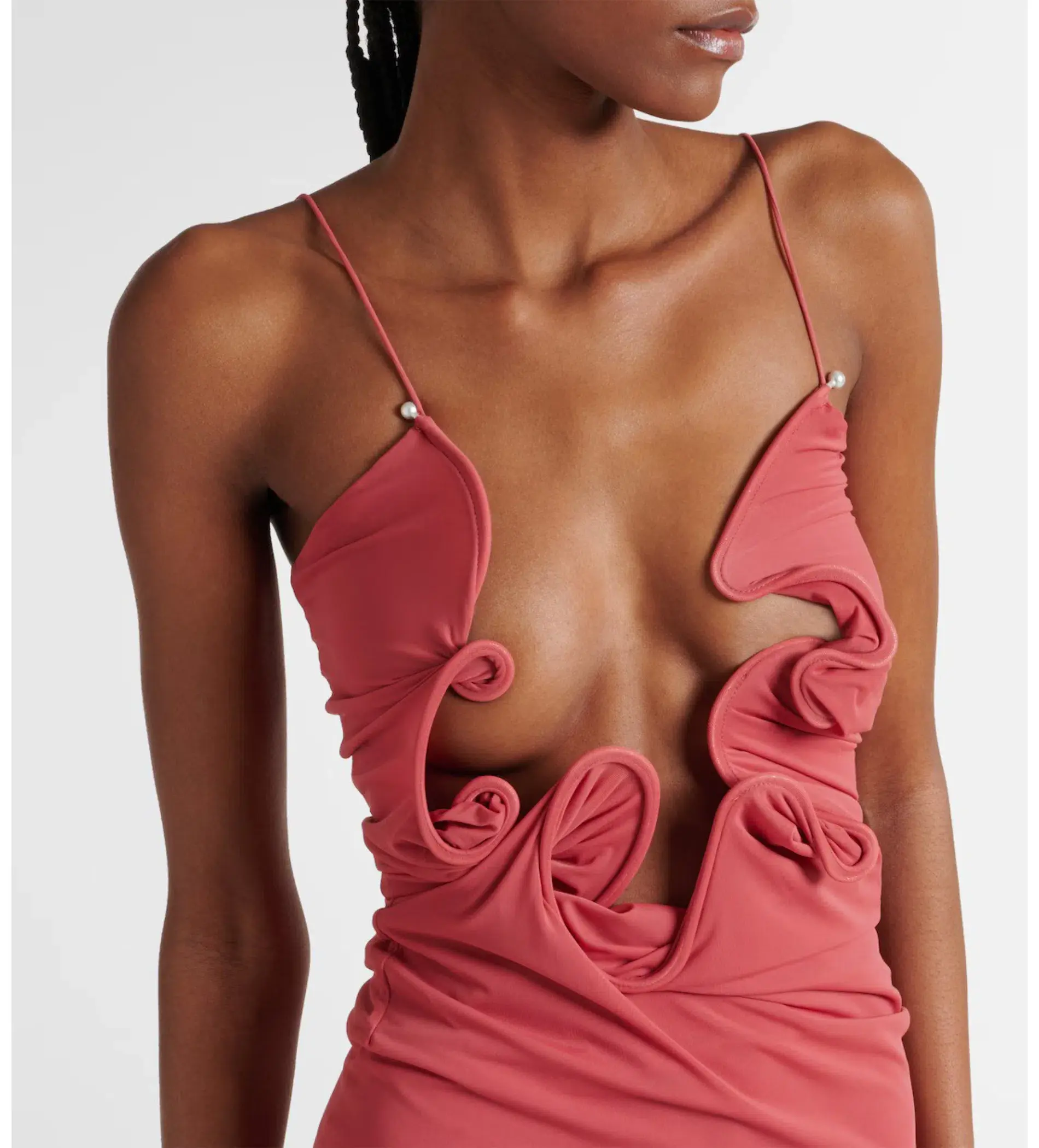 Christopher Esber Molded Venus Cutout Mesh Maxi Dress in Cayenne/Rose Size AU 6 - Image 3