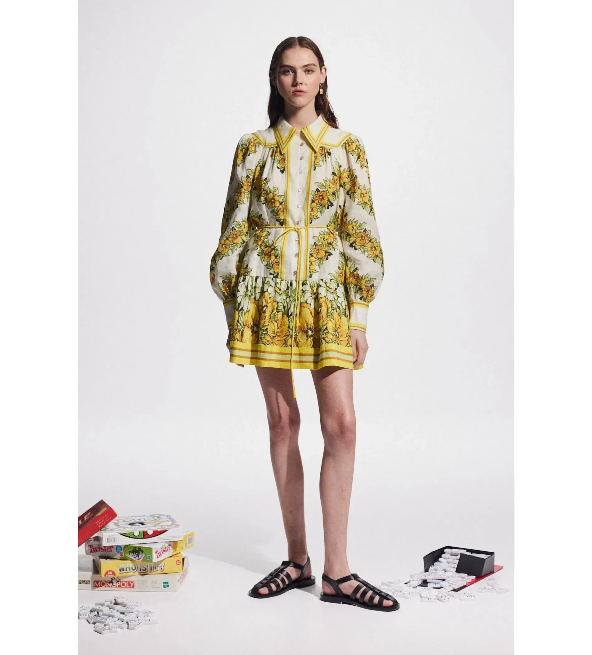 Alemais Gisela Mini Dress Yellow Floral Size AU 16 - Image 1