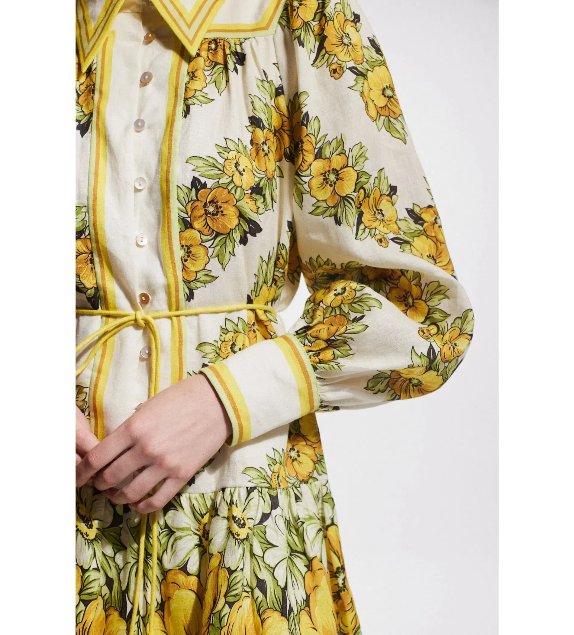 Alemais Gisela Mini Dress Yellow Floral Size AU 16 - Image 3