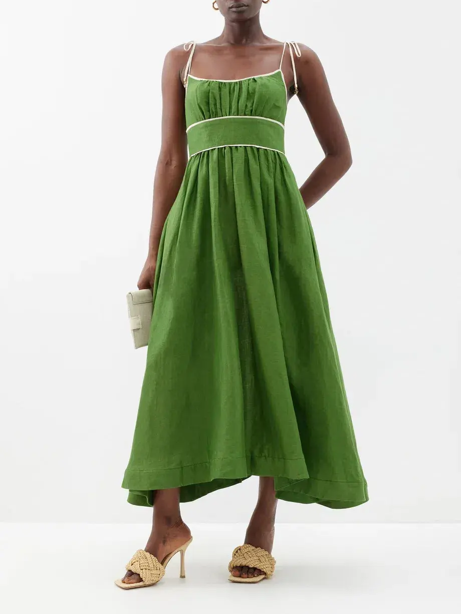 Zimmermann Alight Picnic Midi Dress Dark Green Size 1 - Image 2