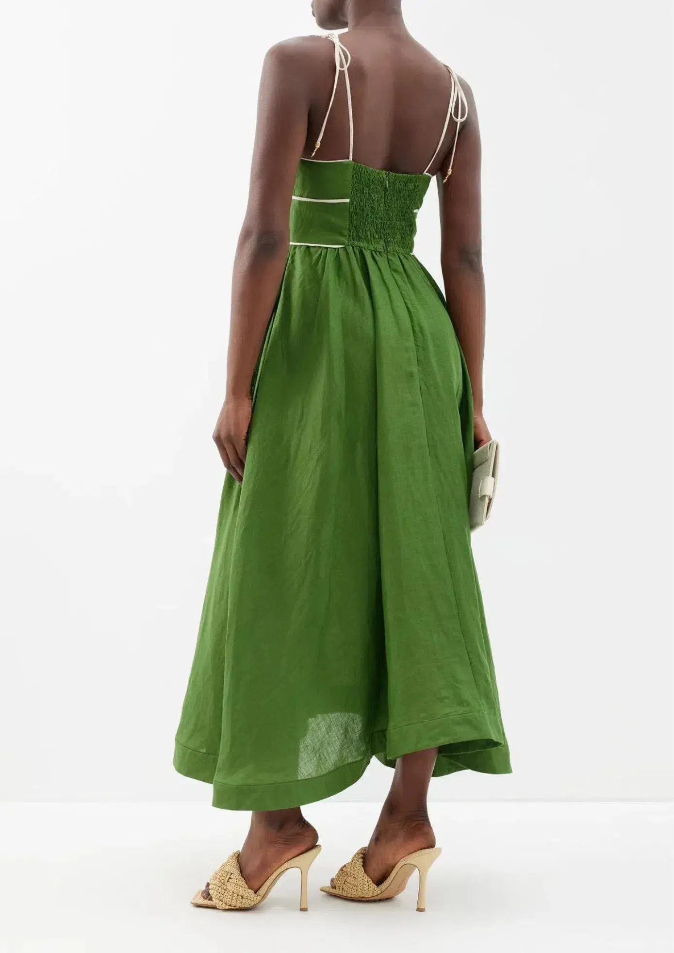 Zimmermann Alight Picnic Midi Dress Dark Green Size 1 - Image 3