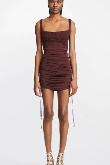 Dion Lee Smocked Doric Corset Dress Oxblood Red Size 10 - Image 2
