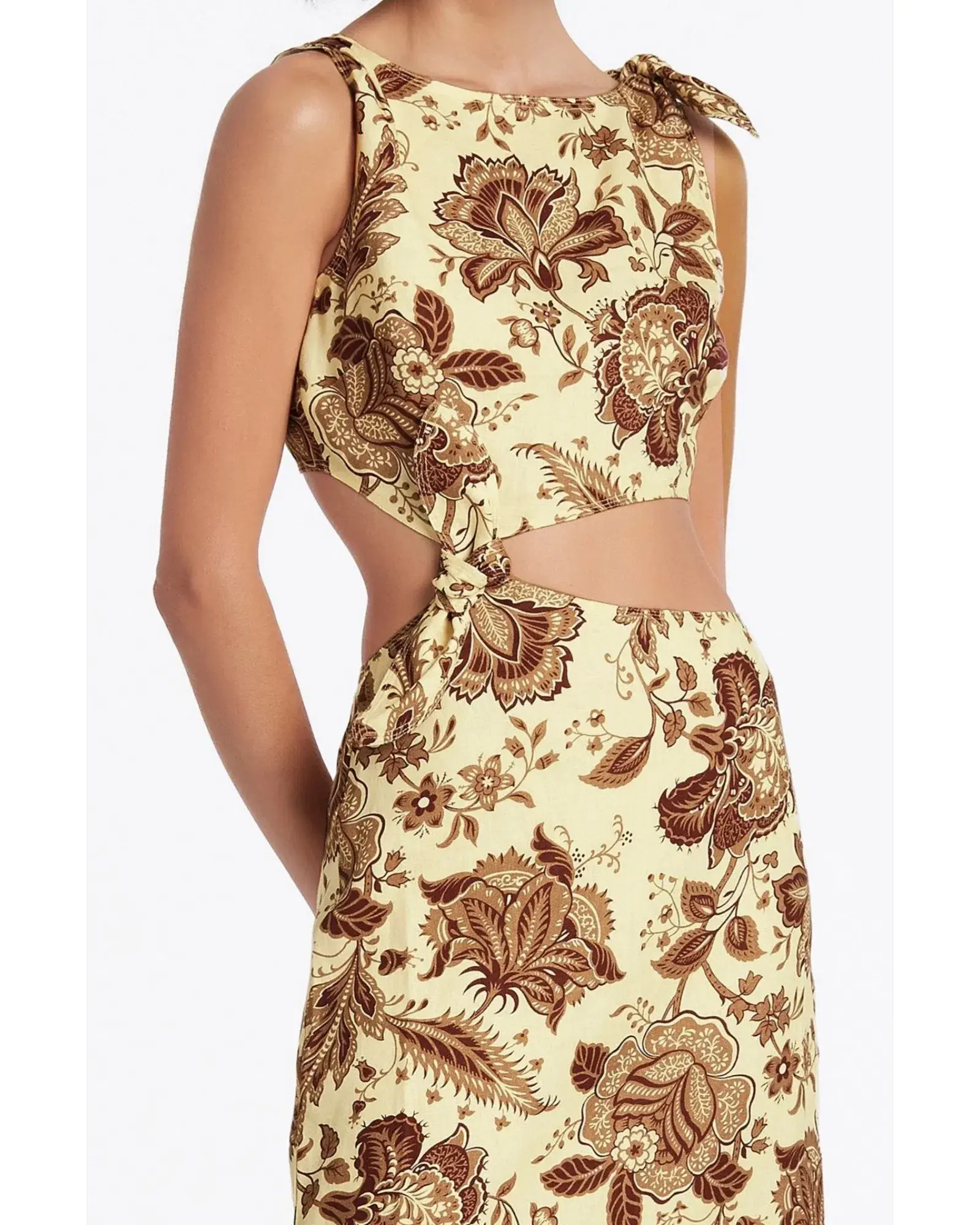 Sir The Label Rei Knot Print Dress in Citrus Lilium Size AU 10 - Image 2