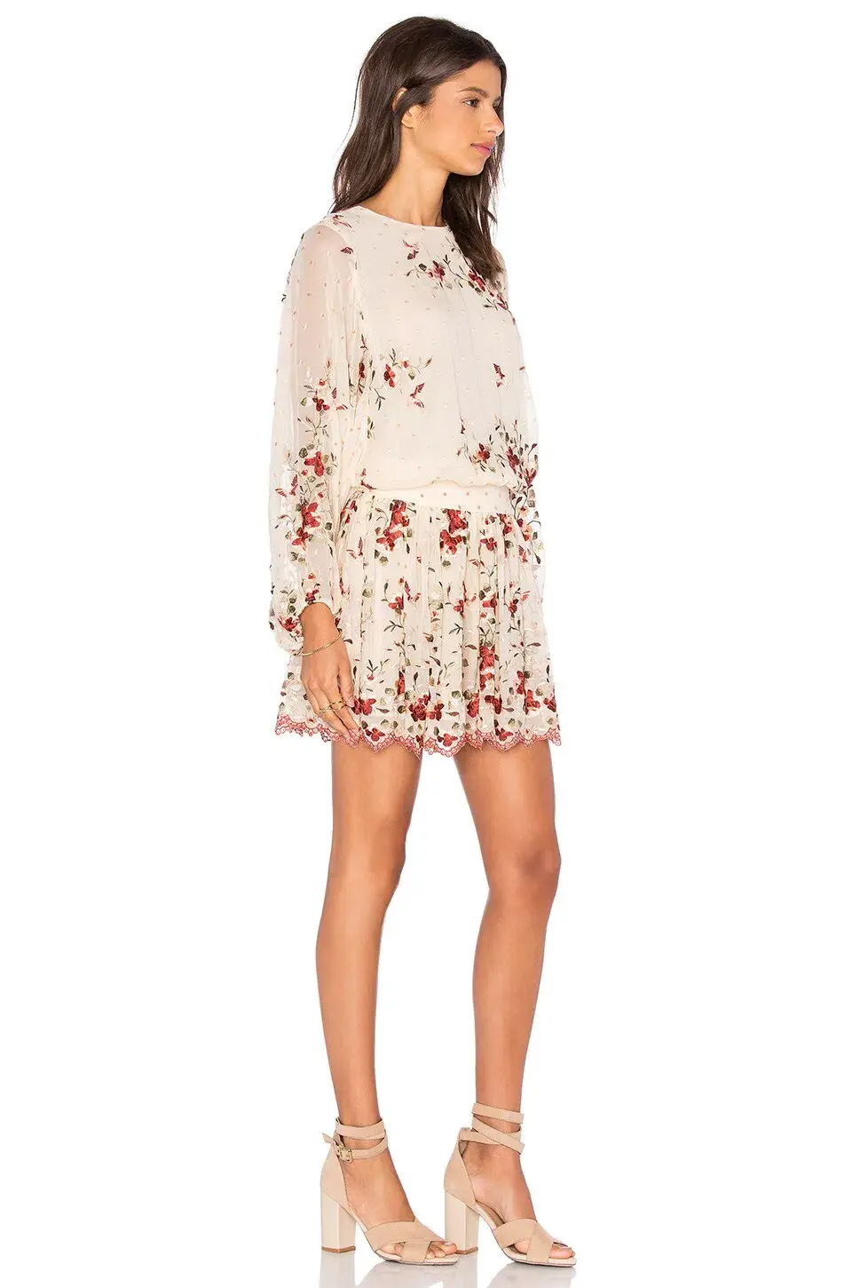 Zimmermann Sakura Embroidered Mini Dress Nude Floral Size 1 / AU 10 - Image 2