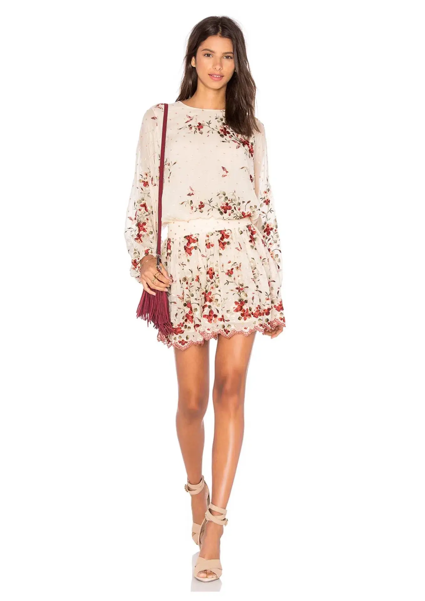 Zimmermann Sakura Embroidered Mini Dress Nude Floral Size 1 / AU 10 - Image 1