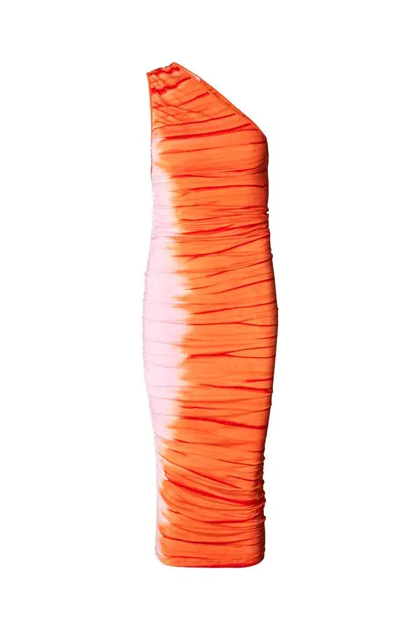 Rabens Saloner Lua Tidal One Shoulder Dress Orange Combo Size AU 8  - Image 3