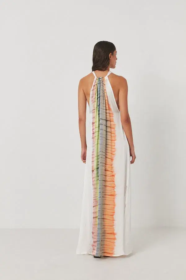 Rabens Saloner Hope Macaw Halter Maxi Dress Tangerine Combo Size M / AU 10 - Image 2