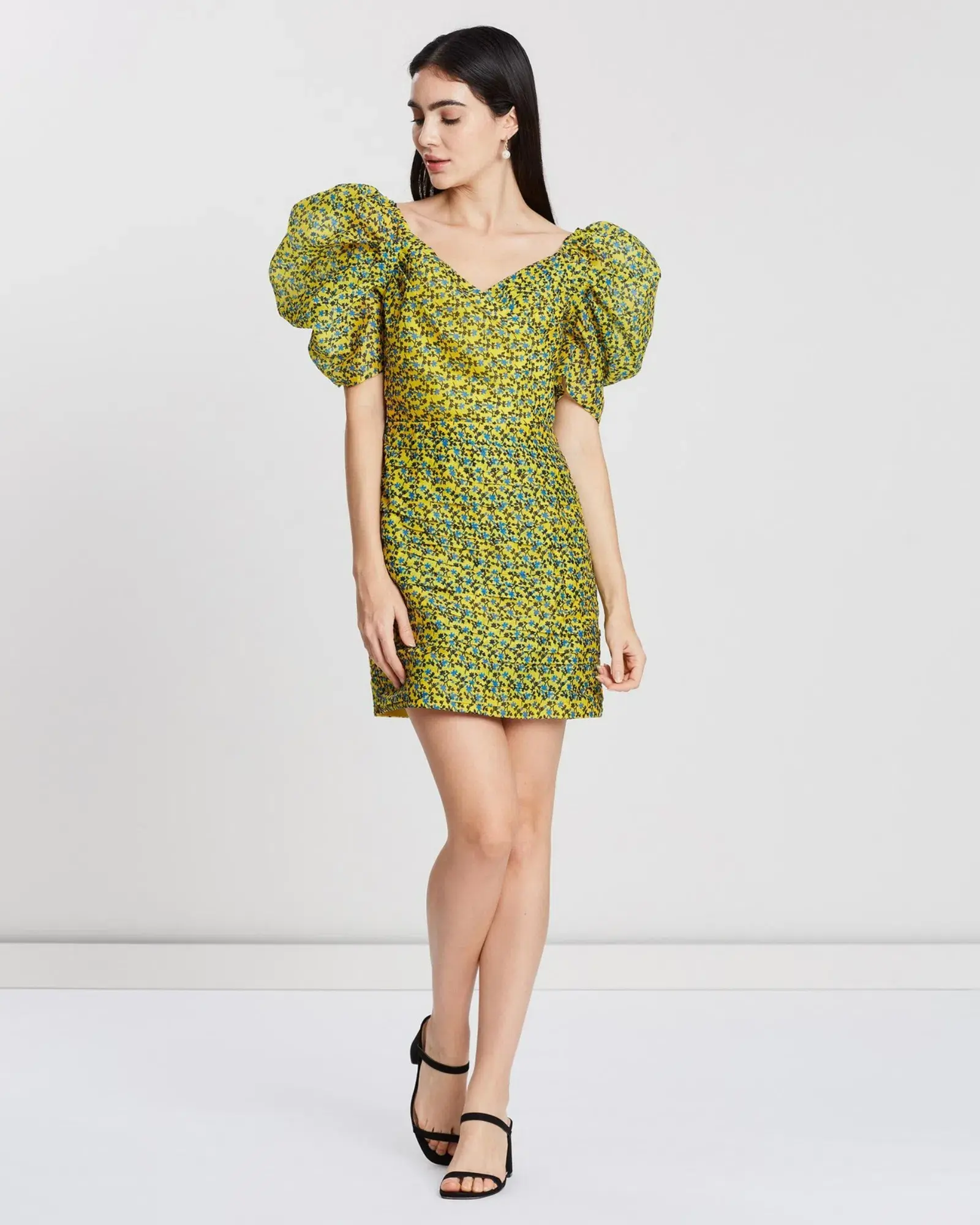C/MEO Collective Come Along Mini Dress Yellow Print Size AU 10 - Image 1