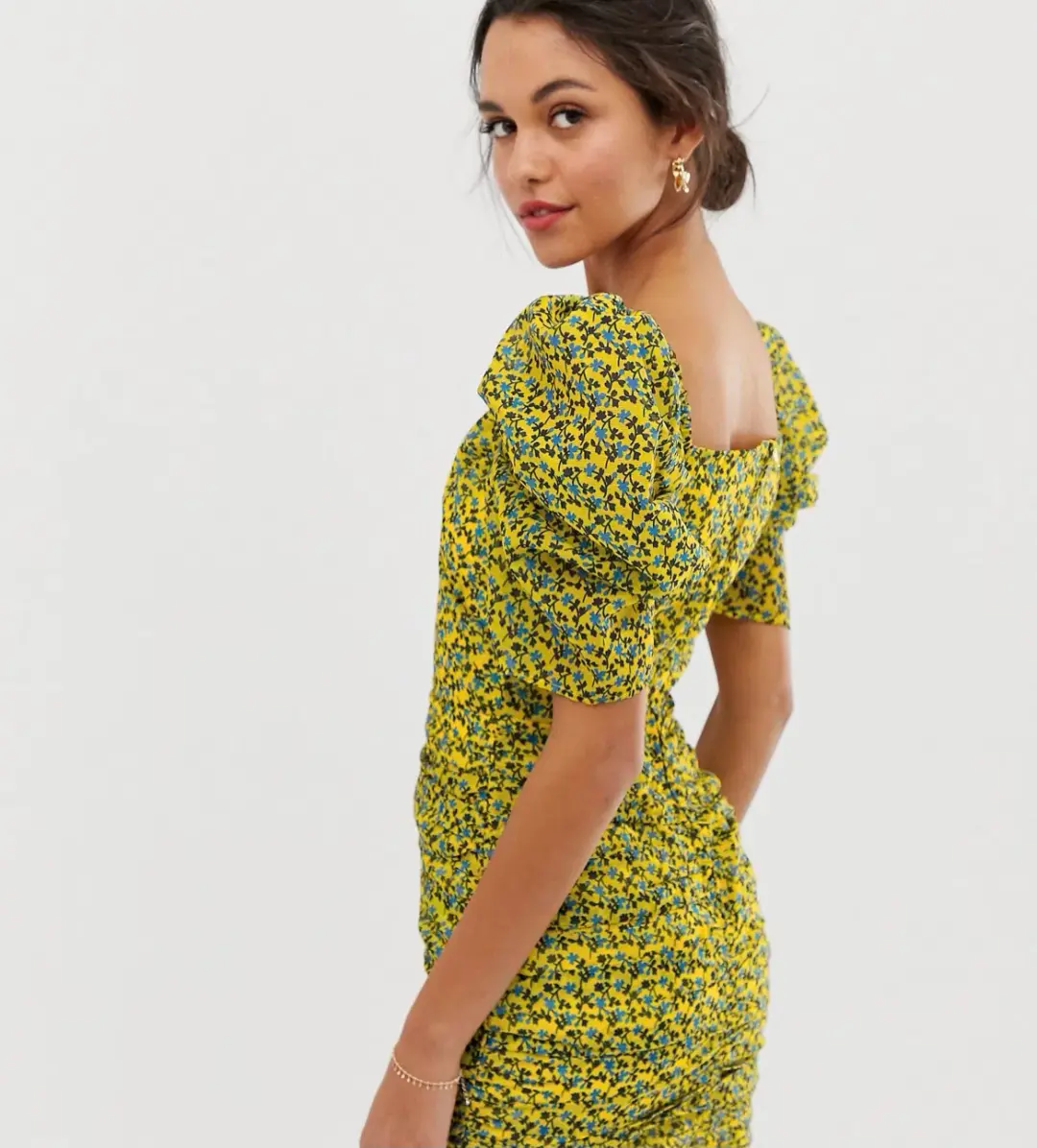 C/MEO Collective Come Along Mini Dress Yellow Print Size AU 10 for rent on The Volte - main image