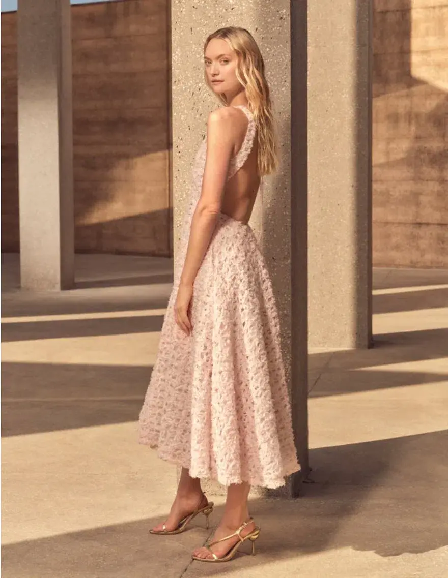 Aje Quintette Backless Midi Dress Pink Size AU 12 - Image 3