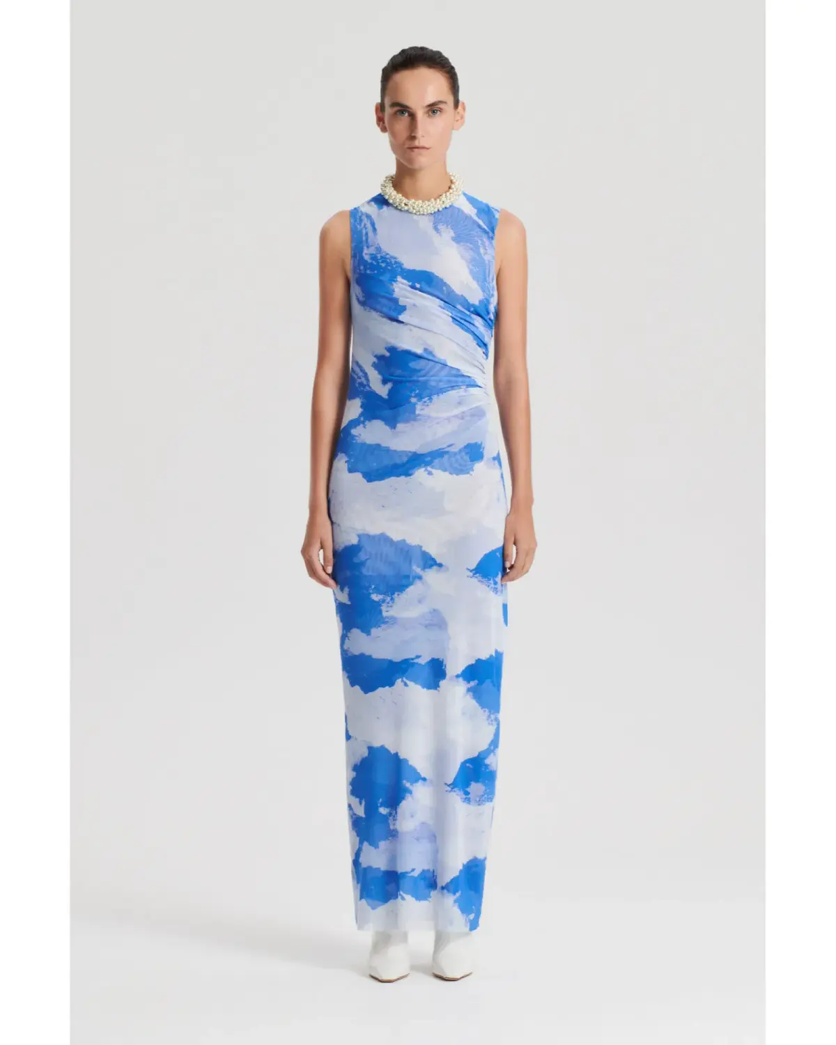 Scanlan Theodore Italian Cloud Print Dress Blue Size AU 12 - Image 1