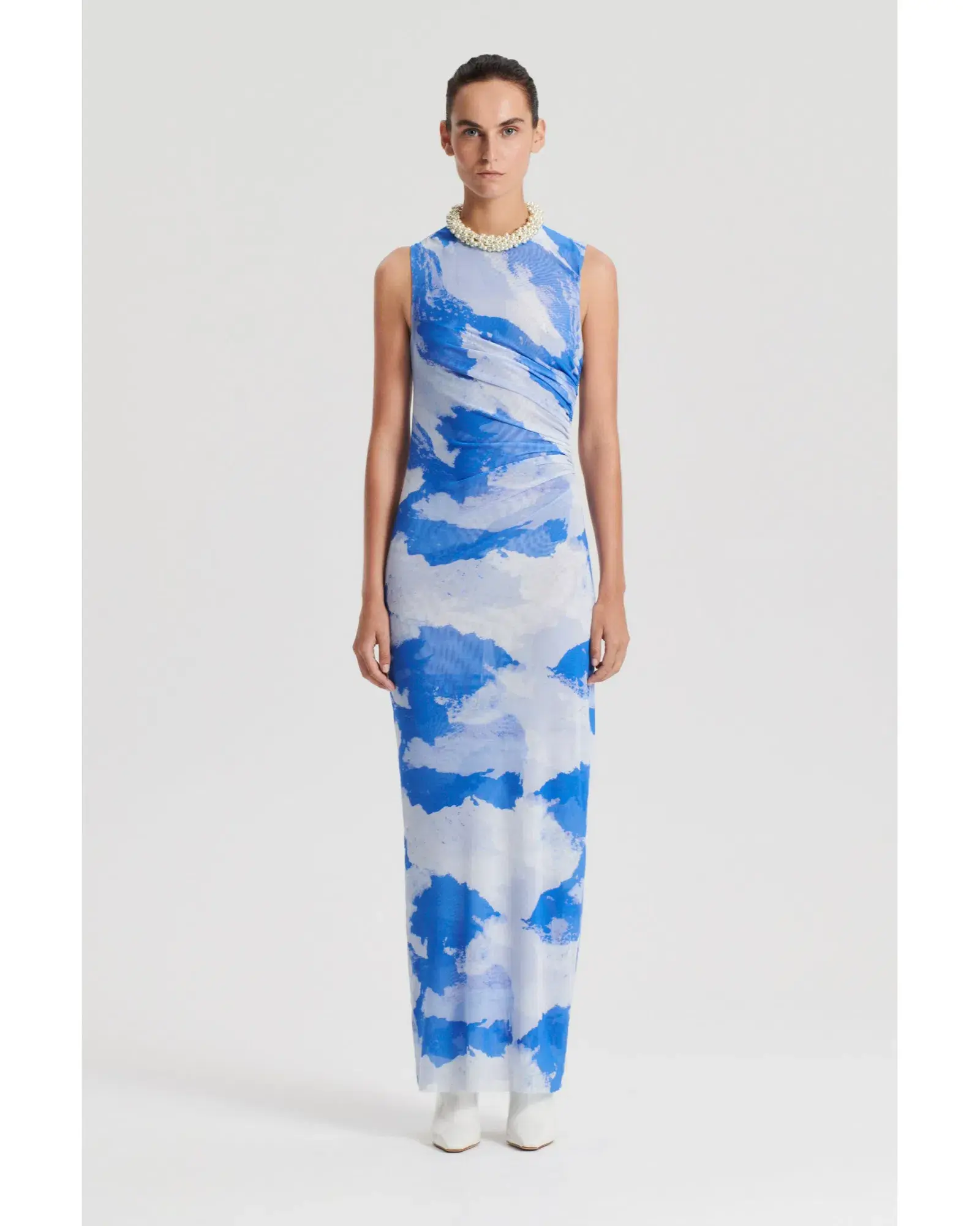 Scanlan Theodore Italian Cloud Print Dress Blue Size AU 12 - Image 1