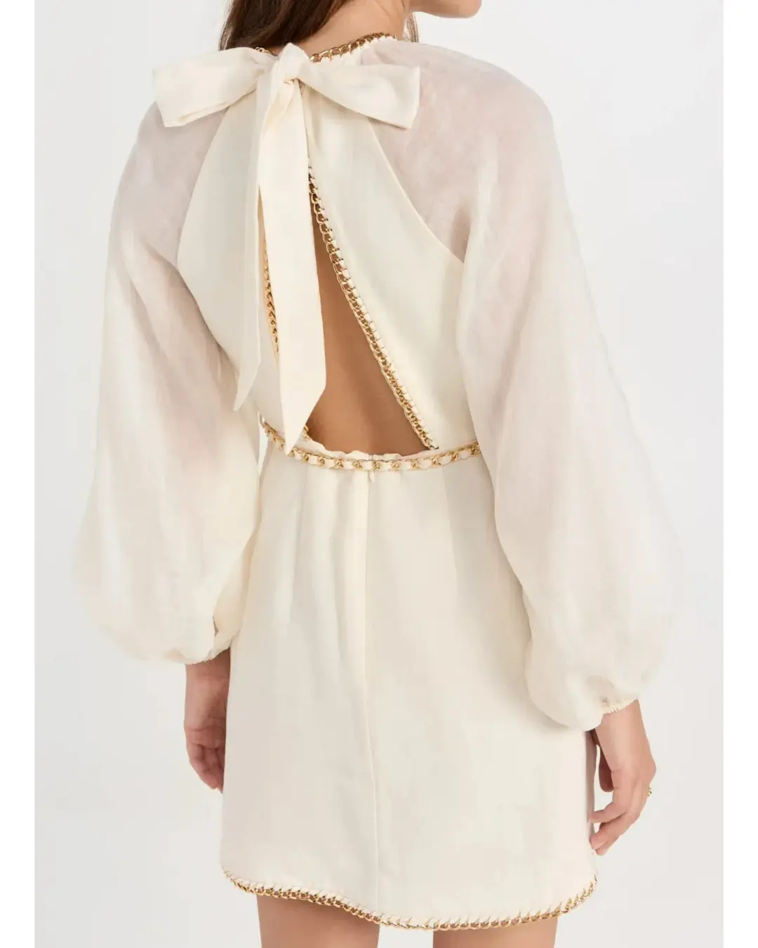 Zimmermann Rouleau Chain Mini Dress Pearl Size 1 / AU 10 for rent on The Volte - main image