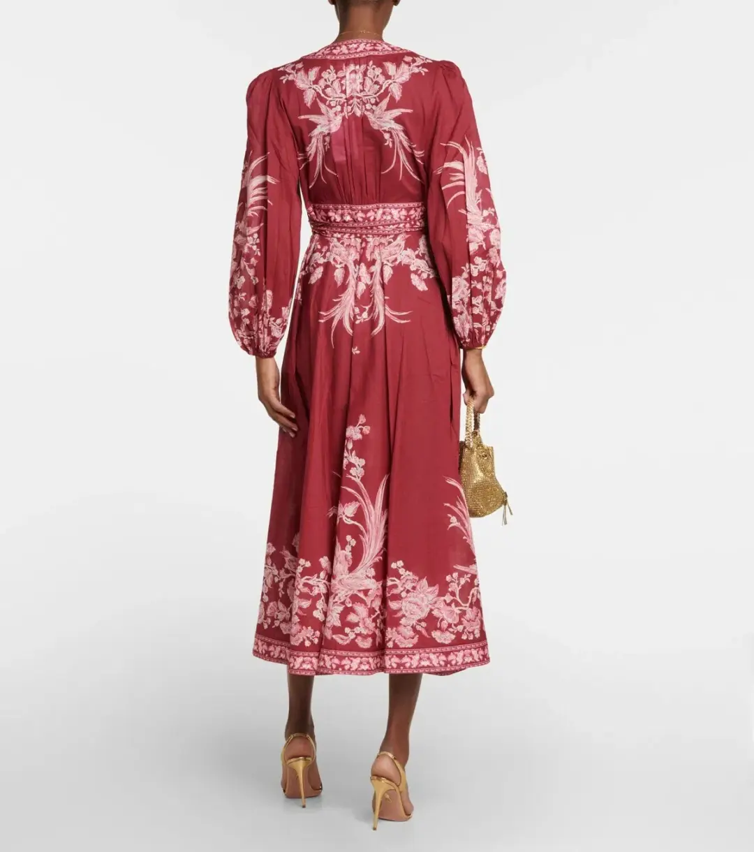 Zimmermann Tiggy Wrap Midi Dress Rhubarb Bird Size 3 / AU 14 for rent on The Volte - main image