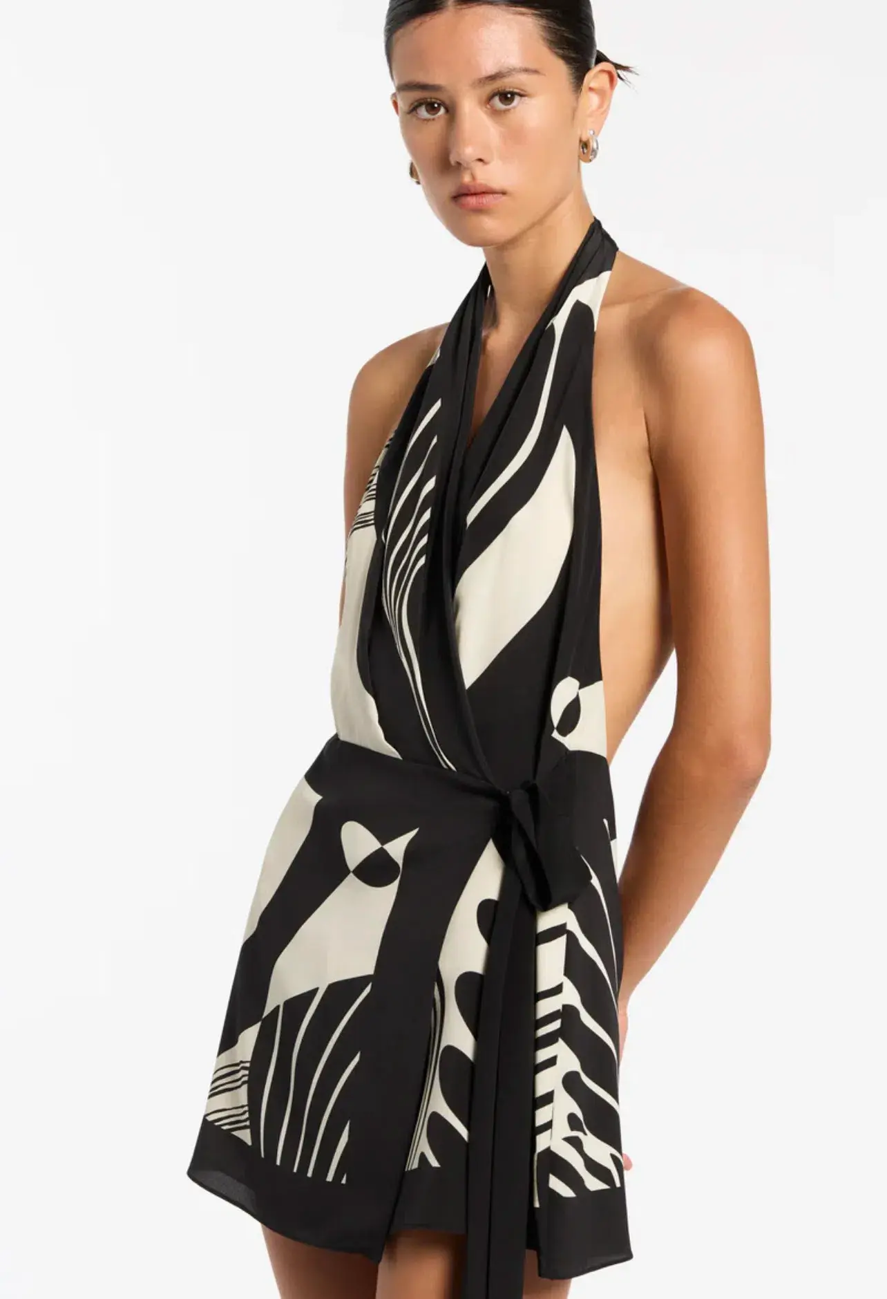 Sir the Label Realisme Wrap Halter Mini Dress Papier Print Size 1 / AU 8 - Image 4