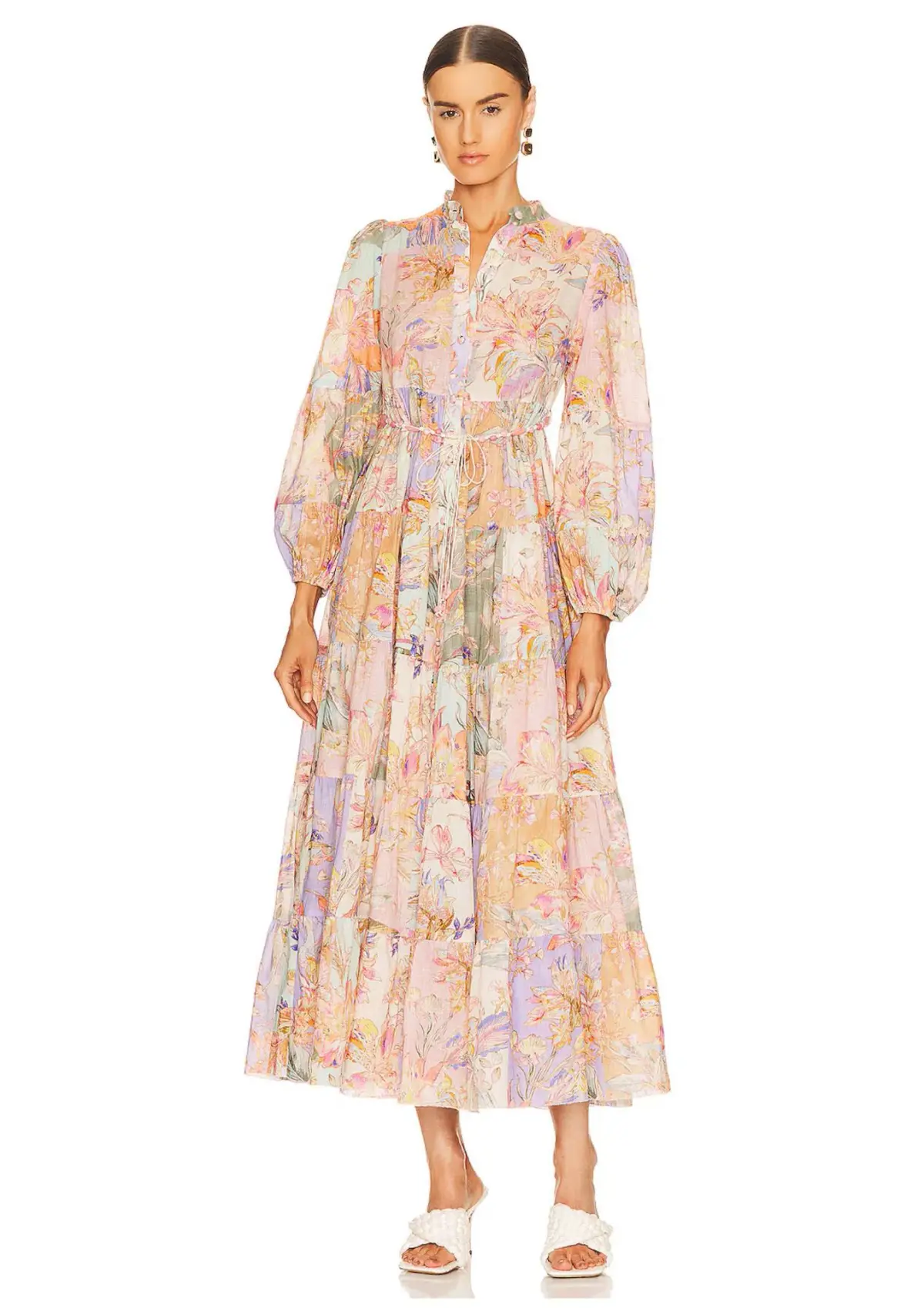 Zimmermann Cira Tiered Shirt Dress Patch Multi Floral Size 0 / AU 8 - Image 1