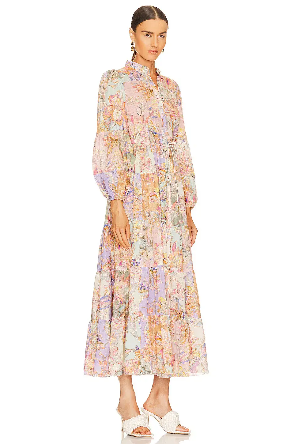 Zimmermann Cira Tiered Shirt Dress Patch Multi Floral Size 0 / AU 8 - Image 2