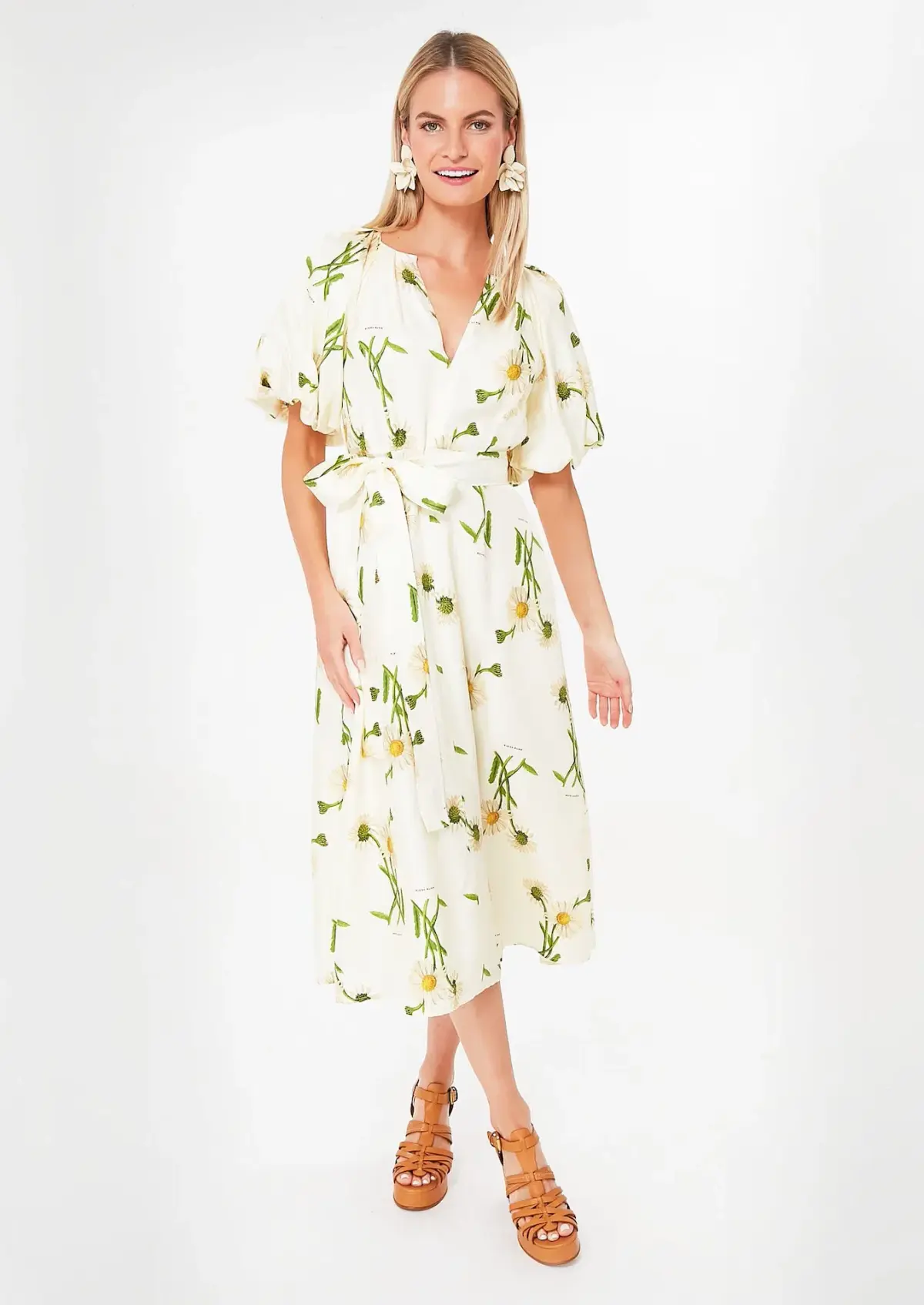 Oroton String Field Daisy Silk Midi Dress Floral Size 12 - Image 1