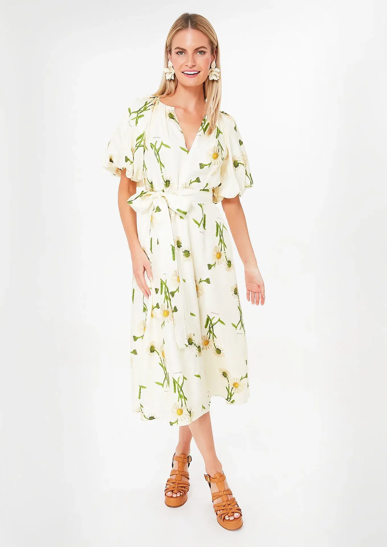 Oroton String Field Daisy Silk Midi Dress Floral Size 12 - Image 1