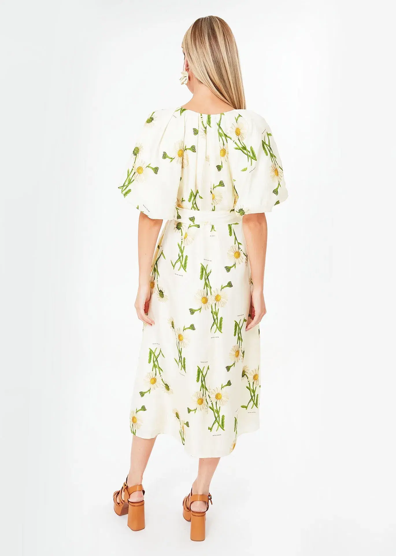 Oroton String Field Daisy Silk Midi Dress Floral Size 12 - Image 2