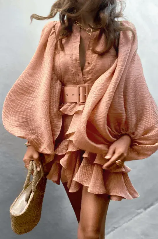 Shona Joy Charlotte Draped Mini Dress Desert Rose Size 10 for rent on The Volte - main image