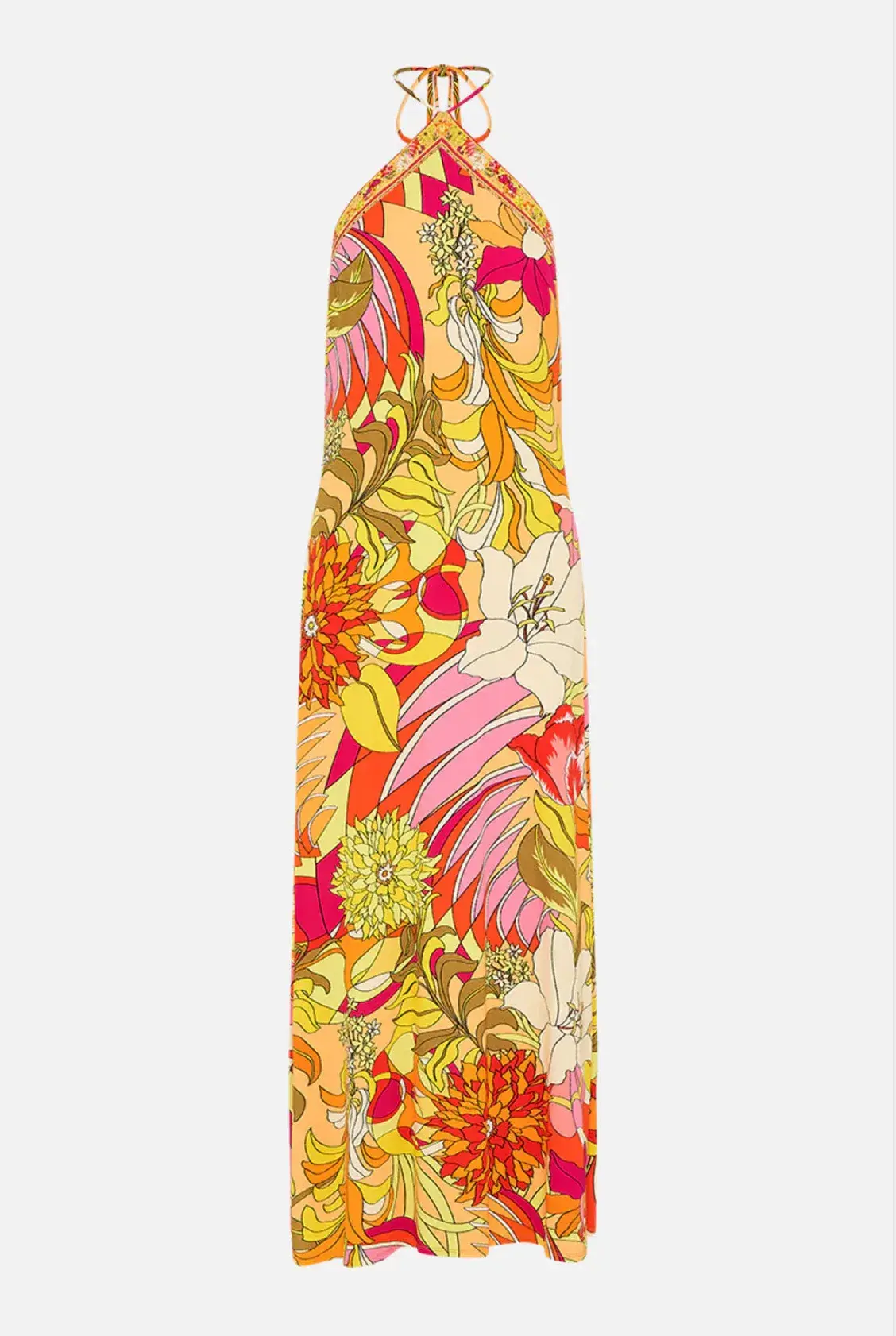 Camilla Long Jersey Halter Dress The Flower Child Society Size XXS / AU 6 - Image 3