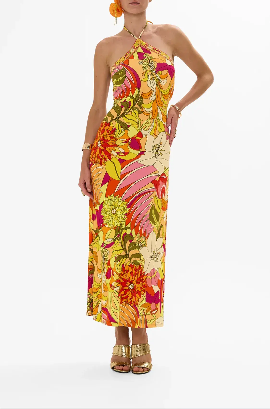 Camilla Long Jersey Halter Dress The Flower Child Society Size XXS / AU 6 - Image 1