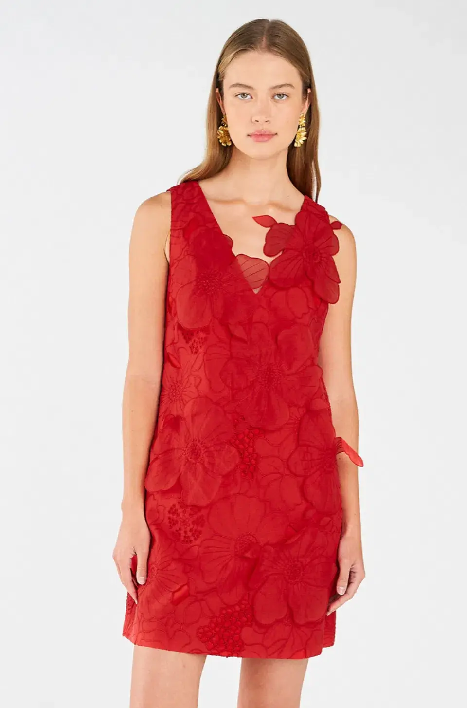 Oroton Lace Shift Mini Dress Poppy Size 4 - Image 2