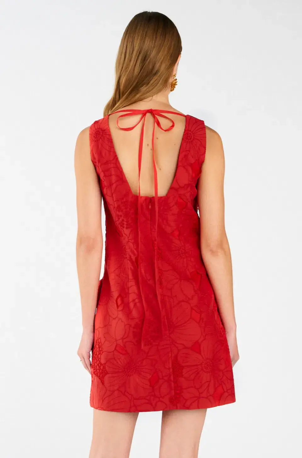 Oroton Lace Shift Mini Dress Poppy Size 4 - Image 3