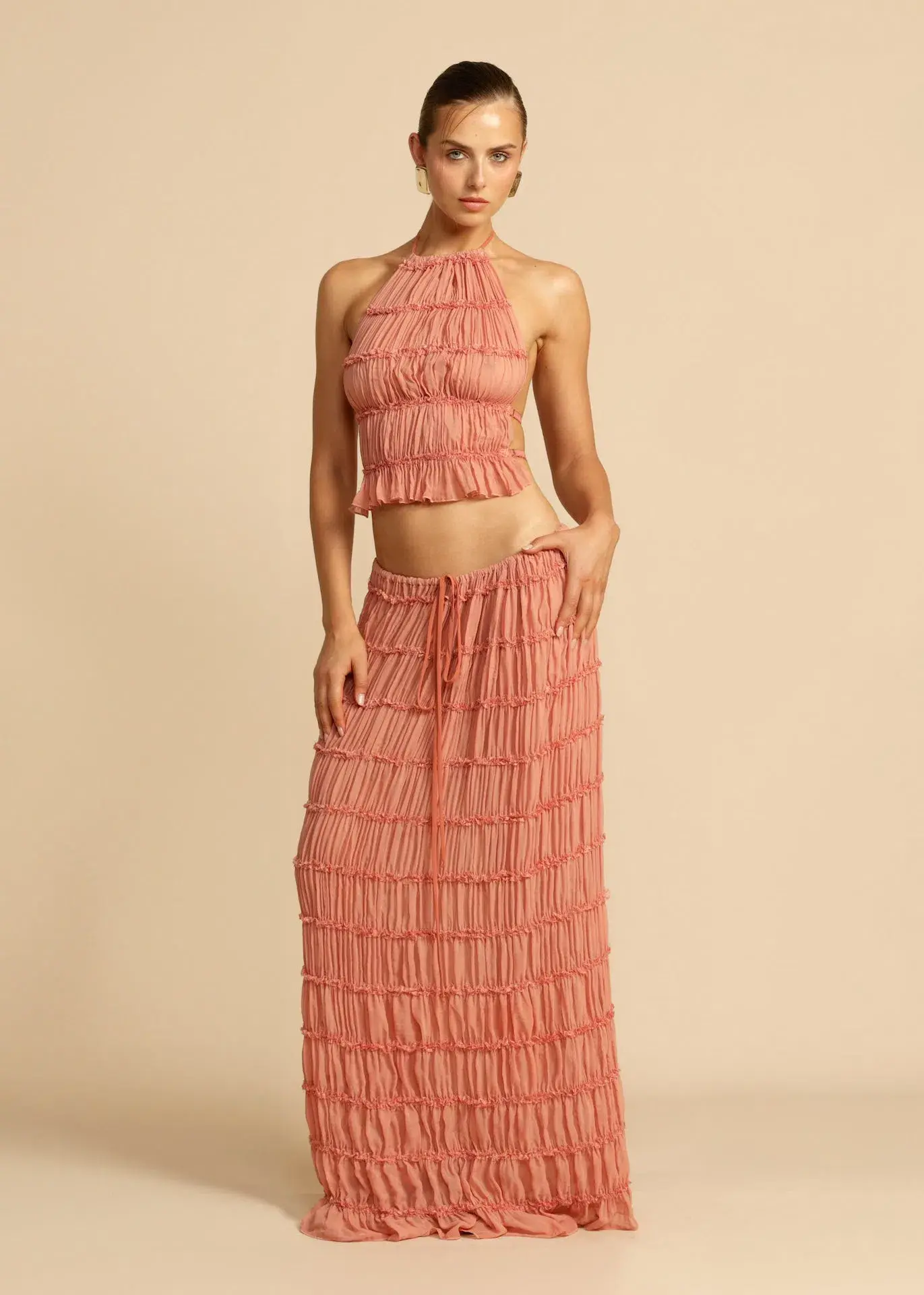Arcina Ori Juliette Halter and Skirt Set in Peach Size M / AU 10 - Image 2