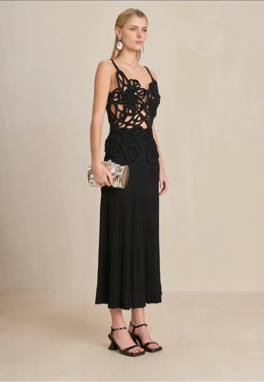 Cult Gaia Nalda Knit Midi Dress in Black Size XS / AU 6 - Image 6