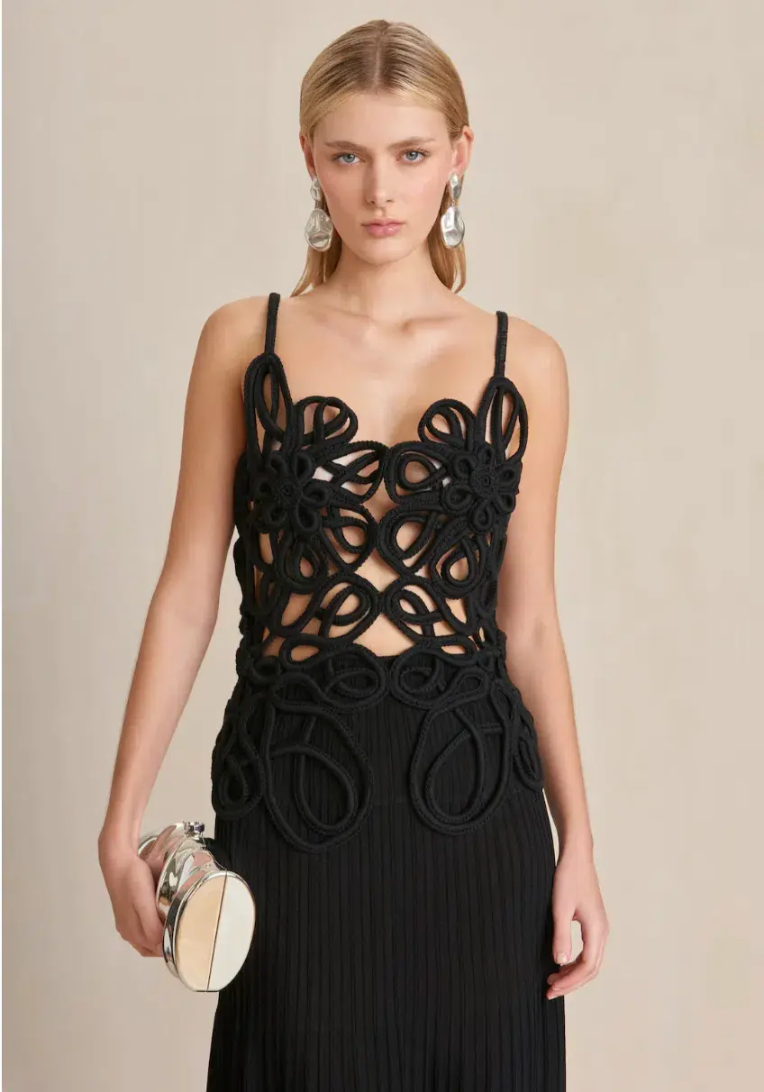 Cult Gaia Nalda Knit Midi Dress in Black Size XS / AU 6 for rent on The Volte - main image