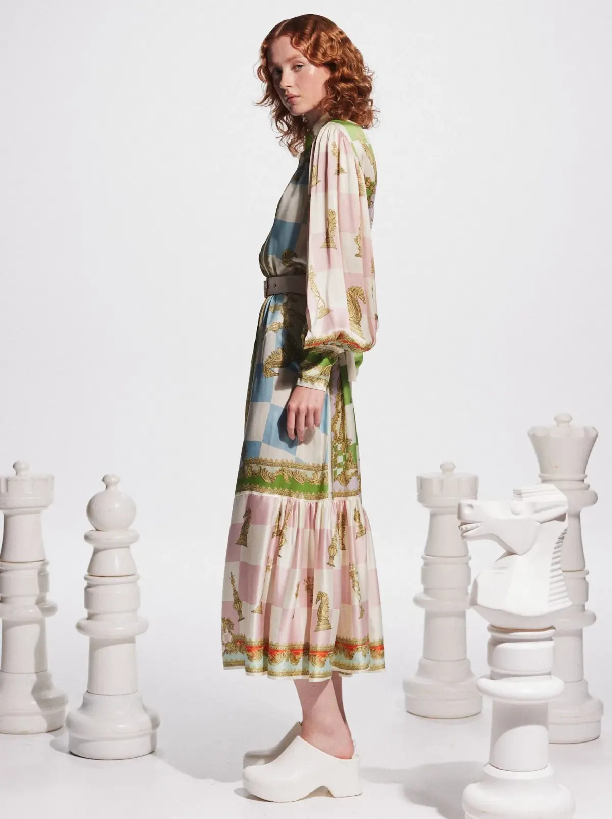 Alemais Checkmate Silk Midi Shirtdress Multi Size 12  - Image 5
