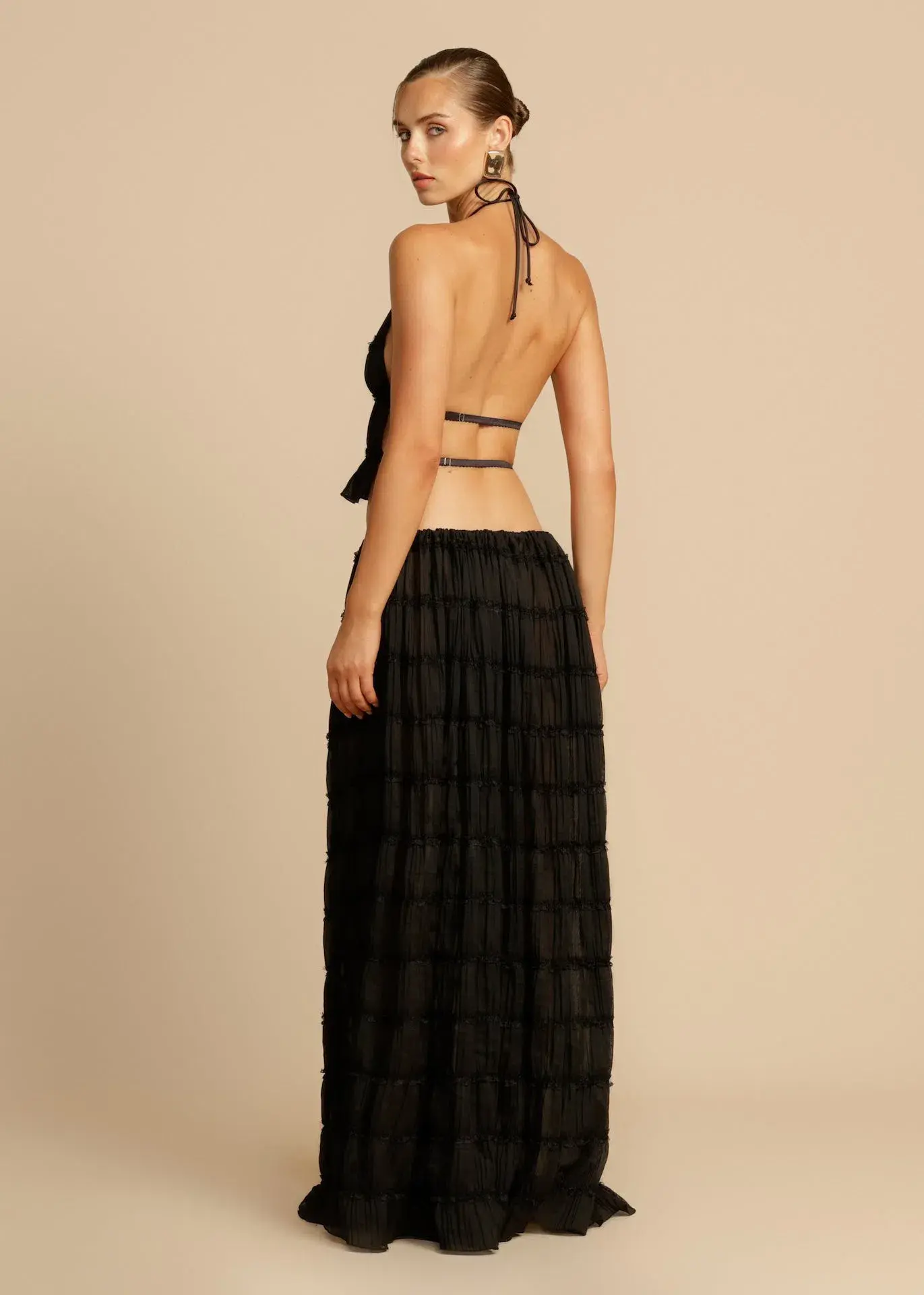 Arcina Ori Juliette Halter Top & Maxi Skirt Set in Black Size S (6-10 AU) - Image 5