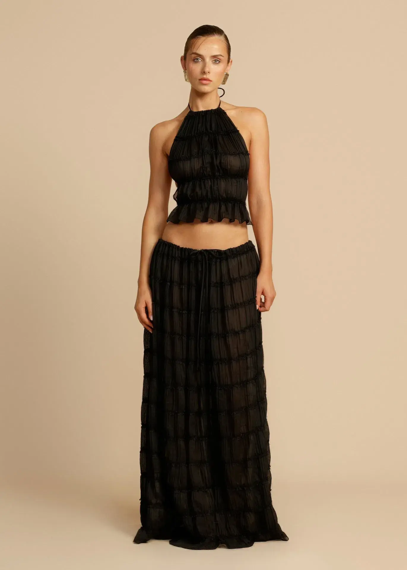 Arcina Ori Juliette Halter Top & Maxi Skirt Set in Black Size S (6-10 AU) - Image 9