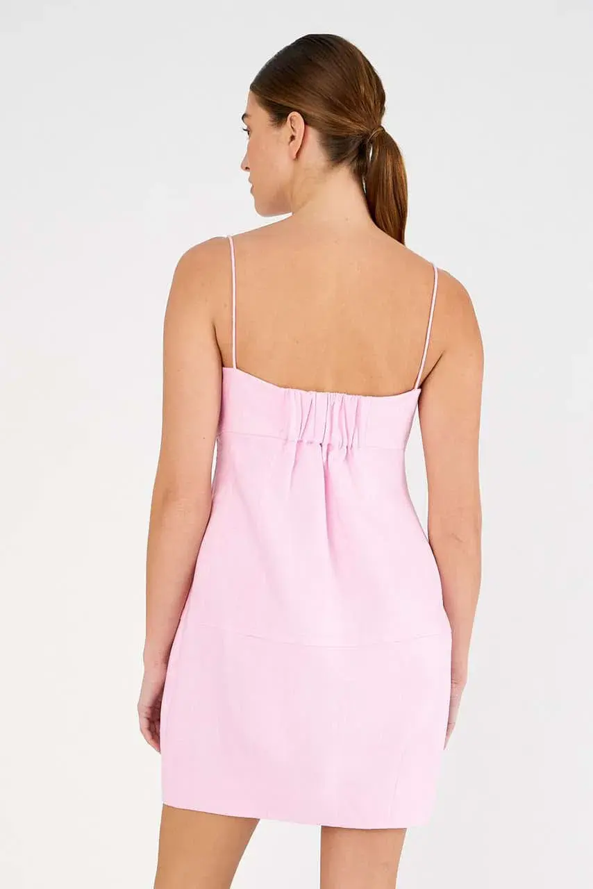 Oroton Contrast 3D Flower Mini Dress in Rose/Poppy Size 6  - Image 2