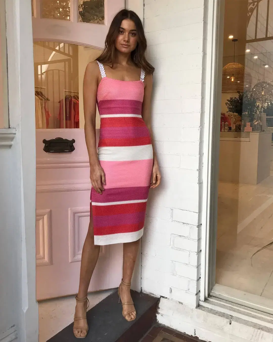 By Johnny Lacework Strap Midi Dress Multi Size AU 6 for rent on The Volte - main image