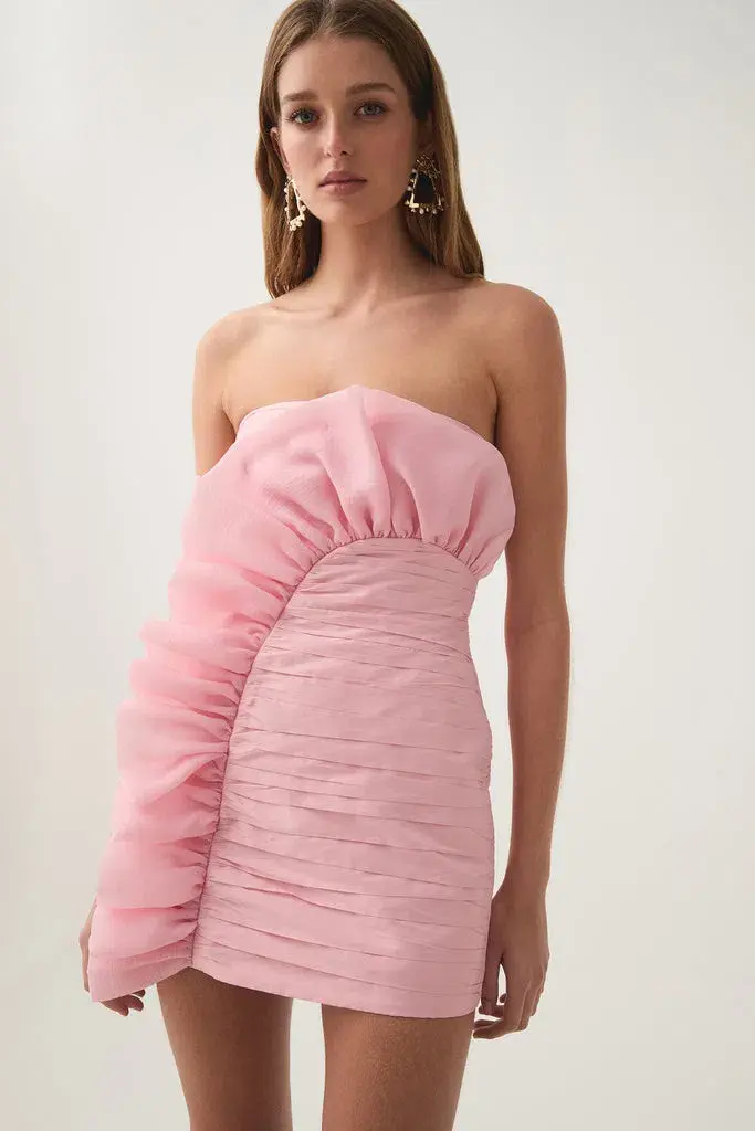 Aje Telma Ruffle Micro Mini Dress Pink Quartz Size 10 for rent on The Volte - main image
