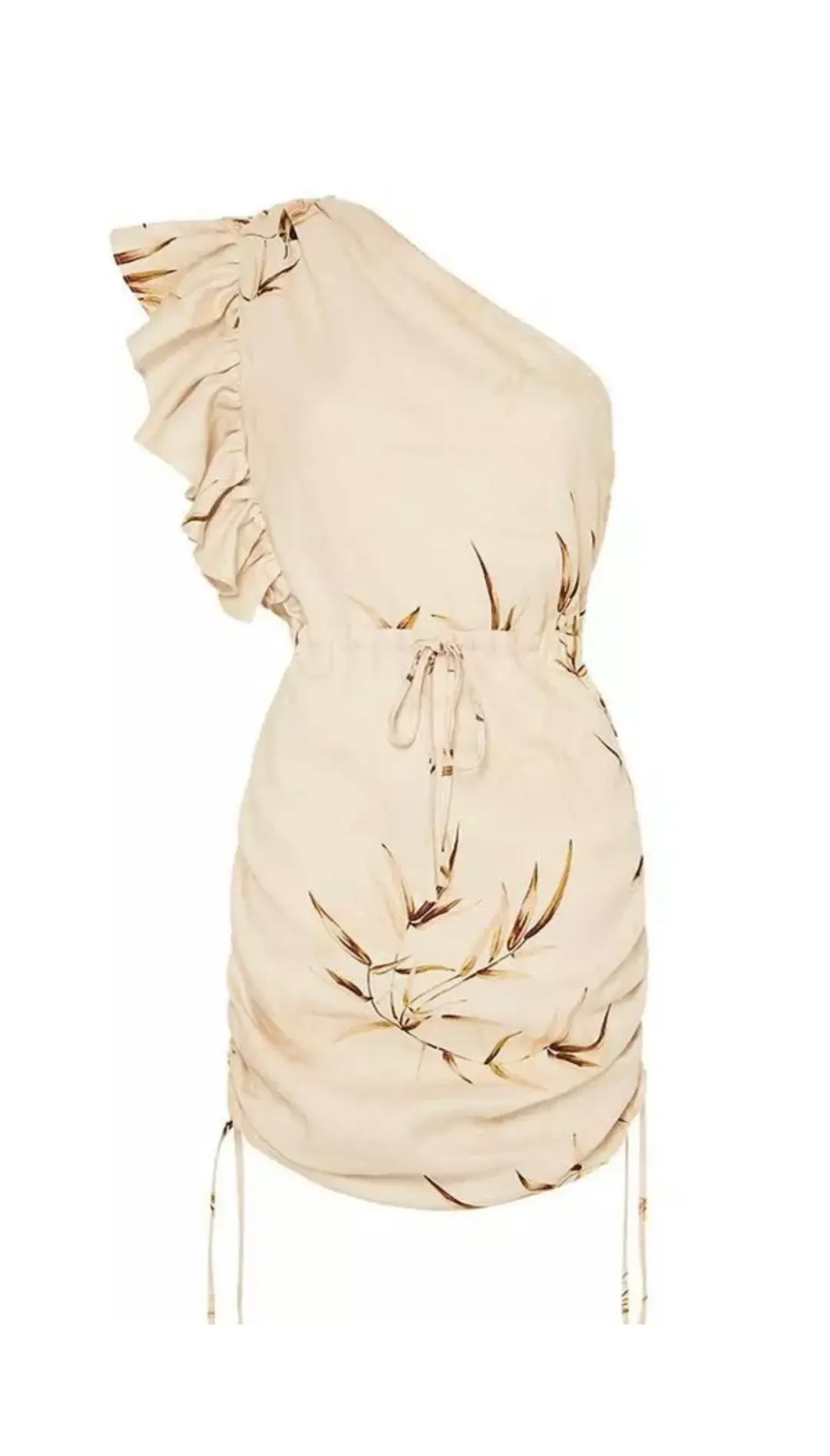 Shona Joy Sundance One Shoulder Mini Dress Cream Print Size 10 for rent on The Volte - main image