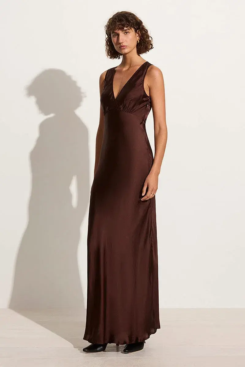 Faithfull the Brand Barossa Maxi Dress Dark Truffle Size 8 - Image 1