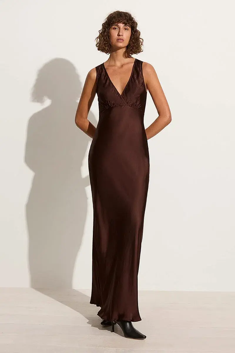 Faithfull the Brand Barossa Maxi Dress Dark Truffle Size 8 - Image 2