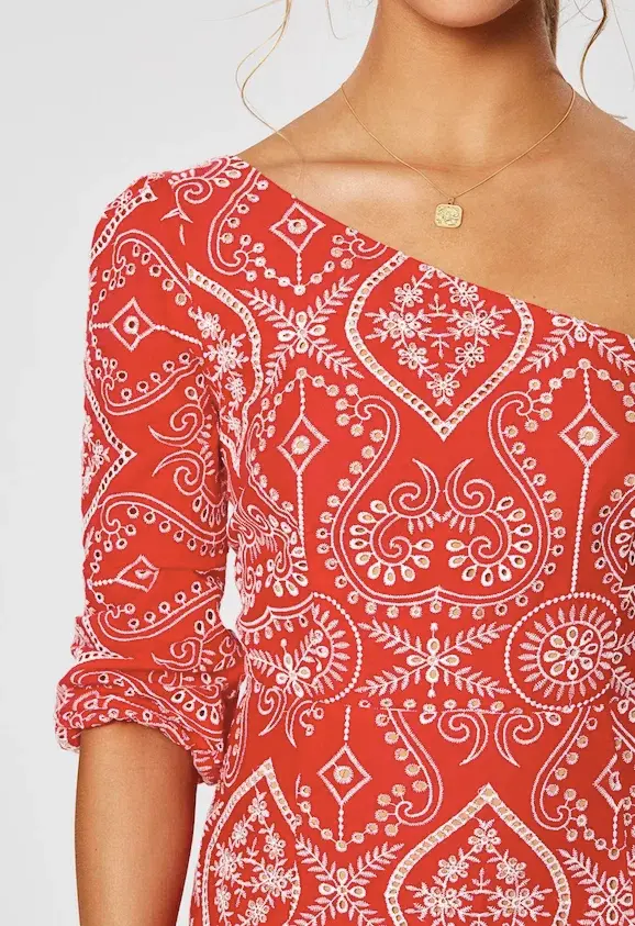 Winona Leila One Shoulder Midi Dress Red Size 10 - Image 4