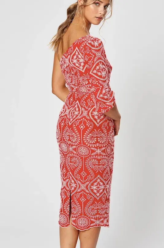 Winona Leila One Shoulder Midi Dress Red Size 10 - Image 3