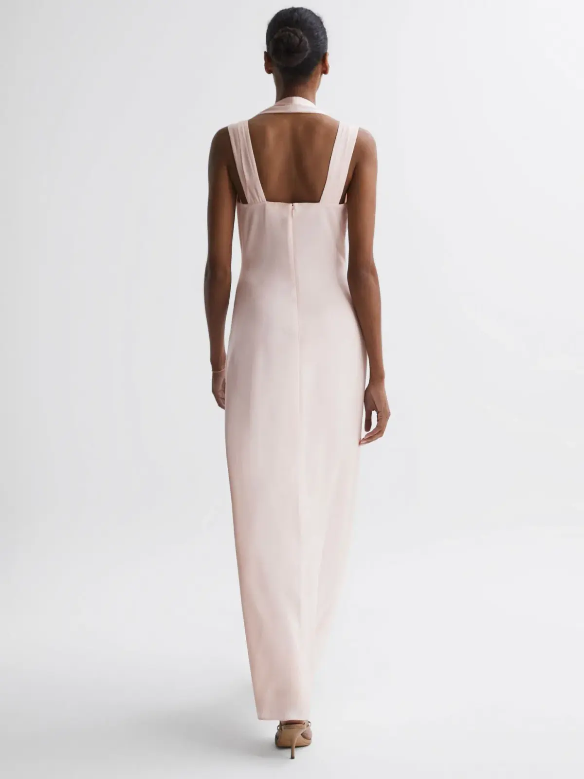 Reiss Lila Bridesmaid Twist Detail Midi Dress Nude Size XS / AU 6 - Image 3