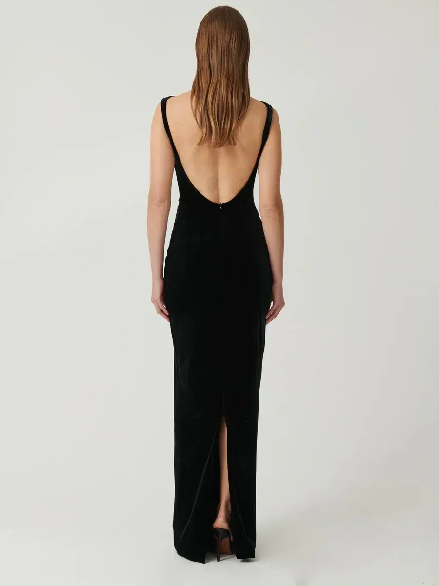 Effie Kats Verona Gown in Black Velvet Size L / AU 12 - Image 2