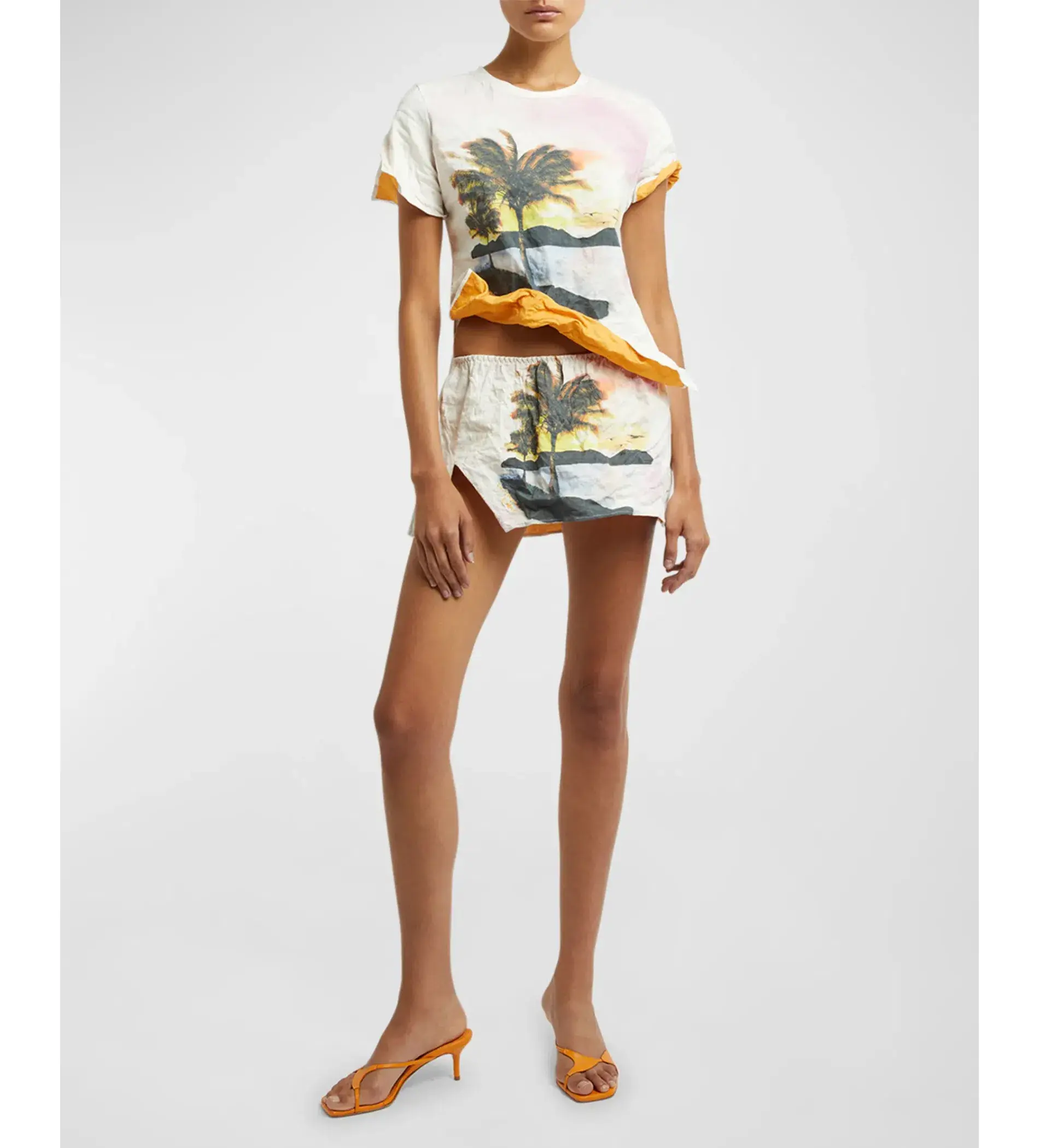 Christopher Esber Lost Souvenir Crushed Graphic Tee and Micro Skirt Size AU 8 - Image 1