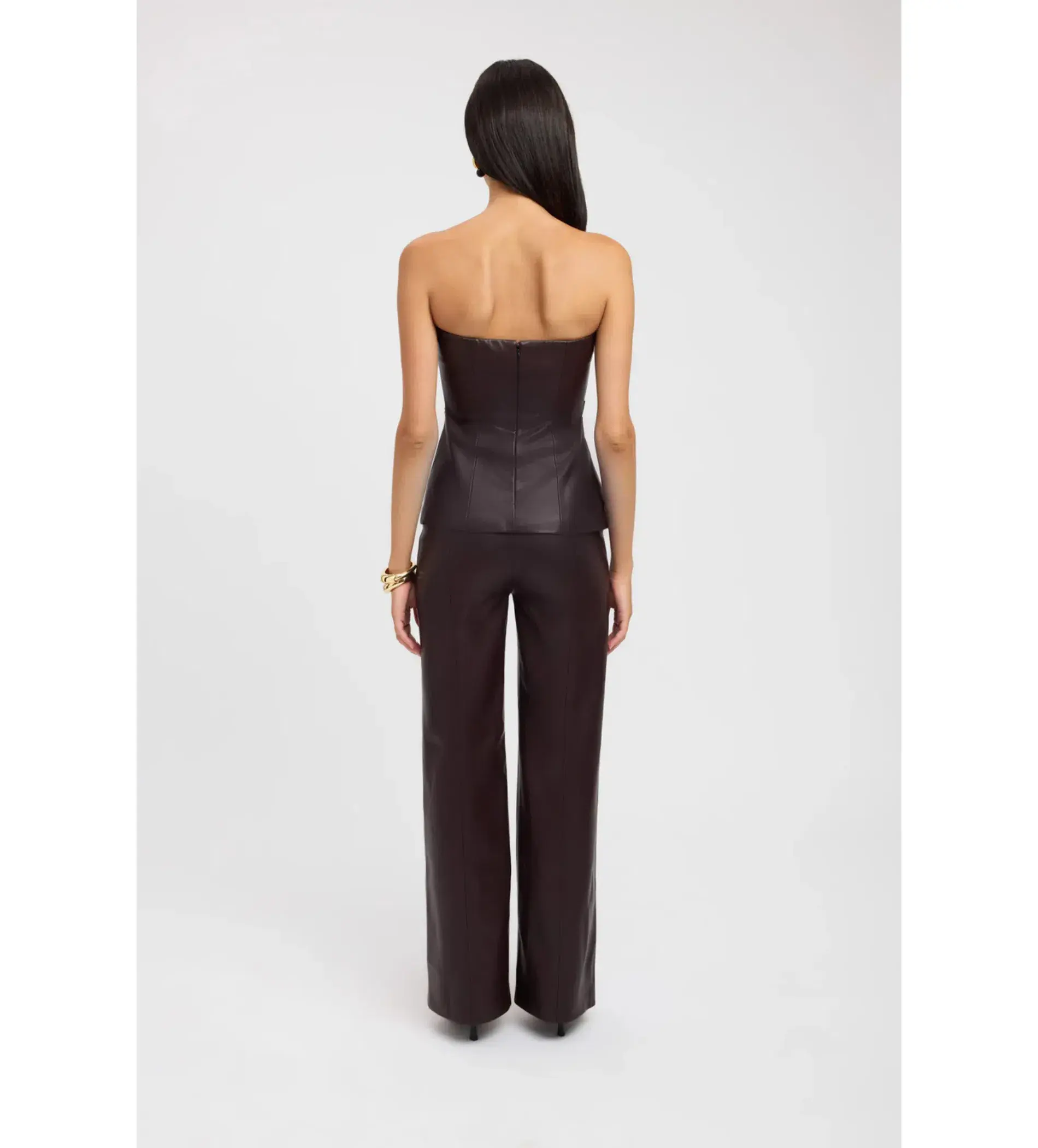 Kookai Phoenix Rouched Top and Phoenix Pant Set Chocolate Size 38 / AU 10 - Image 3